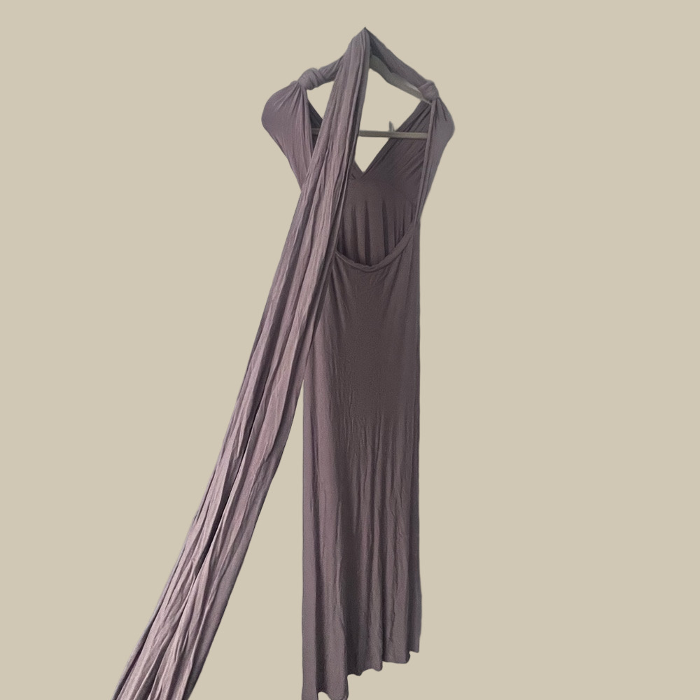 Lulus Tricks of the Trade Taupe Champagne Maxi Multi-Wear Wrap Dress